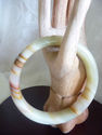 Natural Hand Carved Striped Cream Jade/Jadeite Ban