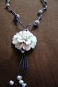 Handmade Ceramic Pink Flower Lariet Necklace