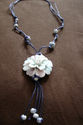 Handmade Ceramic Pink Flower Lariet Necklace