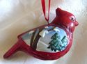 Hand Painted Folk Art Cardinal Ornament/4" by 5" a