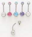 14g AB Irridescent Internal Thread CZ Belly Ring