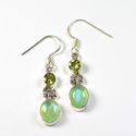 Sterling Silver Earrings Green Moonstone Peridot D