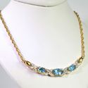 Sterling Silver Blue Topaz and Diamond Necklace 92