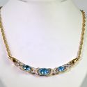 Sterling Silver Blue Topaz and Diamond Necklace 92