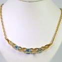 Sterling Silver Blue Topaz and Diamond Necklace 92