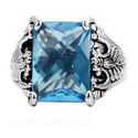 Antique Celtic Blue Aquamarine CZ Stainless Steel 