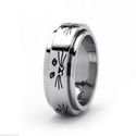Cat Lady Kitty Spinner Stainless Steel Ring Silver