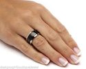 Ion Black Silver Stainless Steel Band Ring SZ 7-12