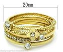 Gold Multi-band Crystal Stackable 5 Rings Flower C