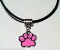 Paw Print Puppy Dog Pink or Blue Silver Rope Cord 