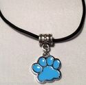Paw Print Puppy Dog Pink or Blue Silver Rope Cord 