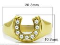 Gold Crystal Horse Shoe Ring Equestrian Lucky Char