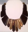 African Tribal Ethnic Wood Brown Bib Choker Neckla