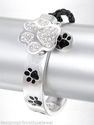 Paw print Black Braided Leather Bracelet Gold or S