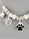 Silver PAW PRINT Black Charm Necklace Earrings set