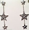 Silver Star Clear Crystal Dangle Earrings Lightwei