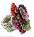 Multi-color Crystal Flower Rose Ring Fashion Stret