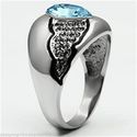 Art Deco Aquamarine Blue Crystal Stainless Steel S
