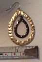 Gold Hematite Hammered Double Hoop Earrings 