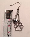 Puppy Dog Cat Paw Print Heart Dangle Stainless Ste
