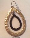 Gold Hematite Hammered Double Hoop Earrings 