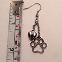 Puppy Dog Cat Paw Print Heart Dangle Stainless Ste