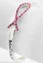 Breast Cancer Awareness Pink Ribbon Rhinestone Sil