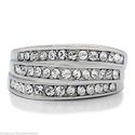 Art Deco Silver CZ Multi-row Stainless Steel Band 