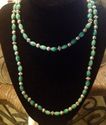 Turquoise Blue White Bead Silver 32" Necklace Long