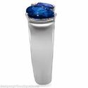 Stainless Steel Montana Blue Pear Stone CZ Ring Si