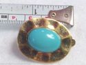 Turquoise Hammered Antique Gold-tone Clip-on Fashi