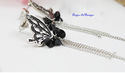  Butterfly Tassel Silver tone Dangle Drop Long Bla