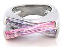 Amethyst Lavender CZ Rhodium Silver Modern Geometr