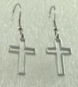 Stainless Steel Cutout Cross Earrings Dainty Silve