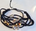 Black Rope Cord Bead Choker Necklace Bracelet Set 