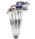 Art Deco Silver Butterfly Ring Purple Amber CZ Rho