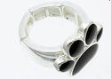  Paw Print Puppy Dog Cat Black Epoxy Ring Silverto