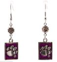 Paw Print Purple Earrings Puppy Dog Cat Silver Rhi