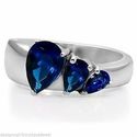 Stainless Steel Montana Blue Pear Stone CZ Ring Si