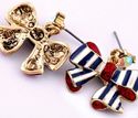 Patriotic USA American Bow Knot Earrings Red White