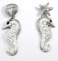 Nautical Sea Horse Stud Earrings Shell Starfish Go