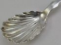 Coin Silver Shell Sugar Spoon by Jacob Harley 19th