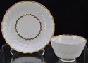 Worcester Fluted White and Gold Cup and Saucer Lat