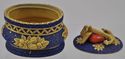 Antique German Stoneware Blue and Tan Box Figural 