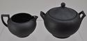 Wedgwood Black Basalt Creamer and Covered Sugar