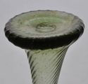 Antique 9 Inch Free Blown Glass Green Ruffled Swir