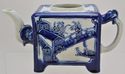 Antique Japonesque Blue and White Square Teapot Ae