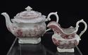 Antique Pink Red Staffordshire Mayer "Canova" Teap