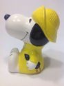 Older Snoopy Yellow Raincoat Coin Bank Ceramic Fin