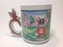Bunny Rabbit Handle Coffee Mug Cup Easter Ceramic 